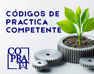 Imagen de una planta y las palabras PRÂCTICA COMPETENTE COPRATT