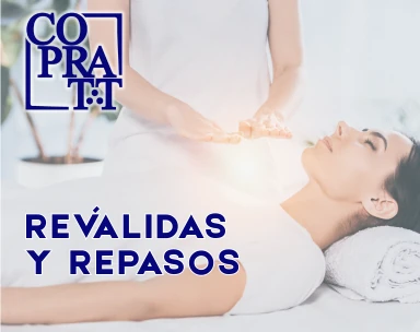 Imagen de una terapia energética y las palabras REVÂLIDAS y REPASOS COPRATT